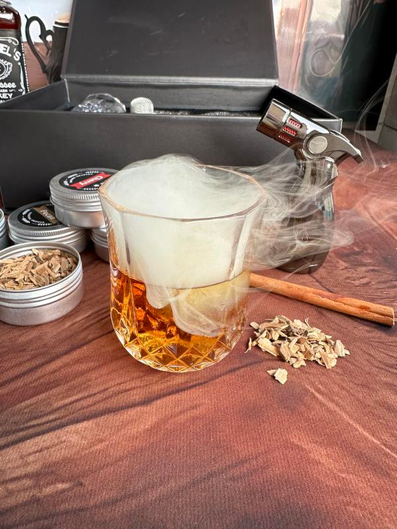 Whiskey Smoker Kit - 6 Flavors Wood Chips, 2 Glasses, 2 Ice Ball Molds - Cocktail Smoker Infuser Kit, Old Fashioned Drink Smoker Kit, Birthday Christmas Bourbon Whiskey Gifts for Men,Dad,Father,Boyfriend,Husband Kitchen Utensils Metal Wooden Whiskey Gift