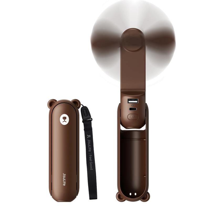 JISULIFE Handheld Mini Fan 3-In-1 Portable, 4500Mah/2000Mah Rechargeable Battery USB Fan with Power Bank & Flashlight, Multifunctional for Travel, Makeup, Daily Use