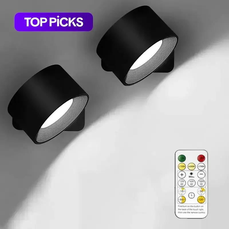 LED Wall Mounted, USB Rechargeable 360° Adjustable Angle Wall Light Rechargeable Wall Sconces with Remote Control & Accessory for Bedroom, Display Wall, Cabinet, Hallway #TOP PICKS