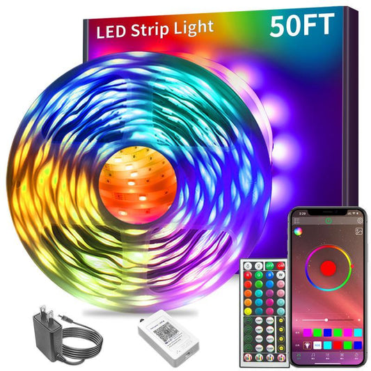 100FT 50FT Smart LED Light Strip RGB Color Changing Music Sync Strip Lights with App & Remote Control for Bedroom Indoor Lighting Decoration Modern