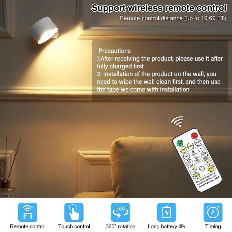 LED Wall Mounted, USB Rechargeable 360° Adjustable Angle Wall Light Rechargeable Wall Sconces with Remote Control & Accessory for Bedroom, Display Wall, Cabinet, Hallway #TOP PICKS
