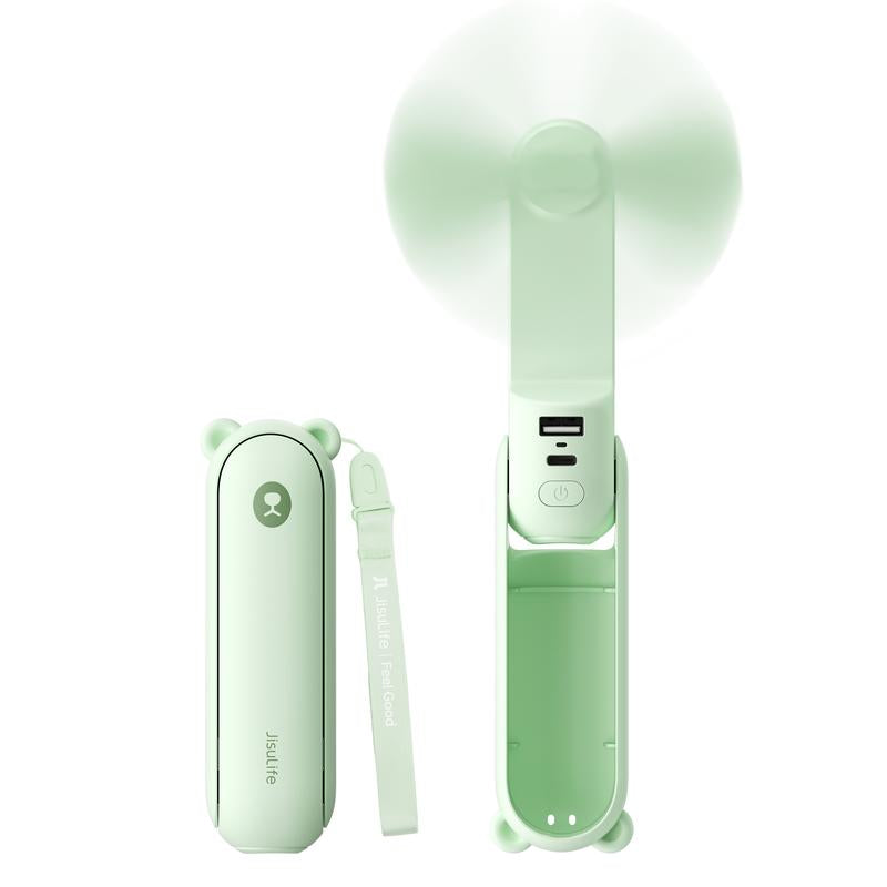 JISULIFE Handheld Mini Fan 3-In-1 Portable, 4500Mah/2000Mah Rechargeable Battery USB Fan with Power Bank & Flashlight, Multifunctional for Travel, Makeup, Daily Use