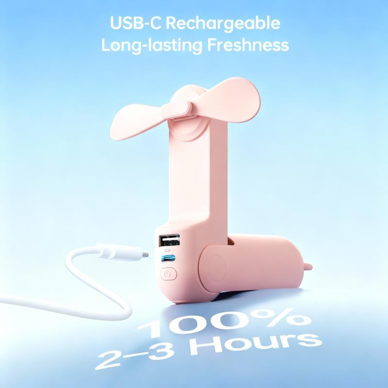 JISULIFE Handheld Mini Fan 3-In-1 Portable, 4500Mah/2000Mah Rechargeable Battery USB Fan with Power Bank & Flashlight, Multifunctional for Travel, Makeup, Daily Use
