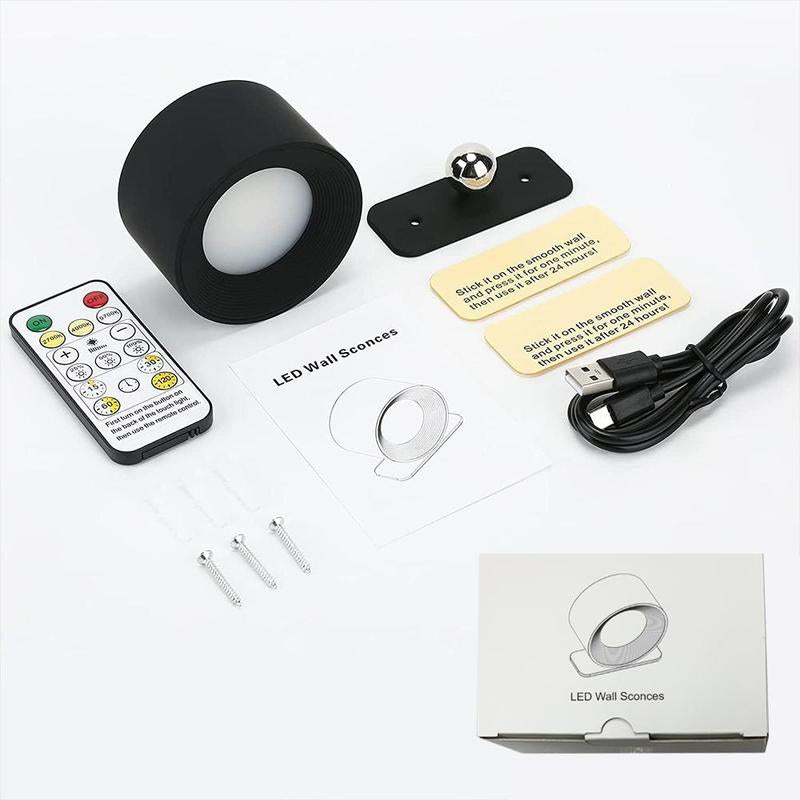 LED Wall Mounted, USB Rechargeable 360° Adjustable Angle Wall Light Rechargeable Wall Sconces with Remote Control & Accessory for Bedroom, Display Wall, Cabinet, Hallway #TOP PICKS