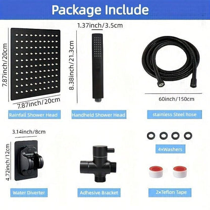 Shower Head Set, 1 Set Rainfall Shower Head & Handheld Shower Head Set with Accessories, Shower Head Ensemble