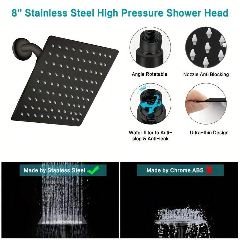 Shower Head Set, 1 Set Rainfall Shower Head & Handheld Shower Head Set with Accessories, Shower Head Ensemble