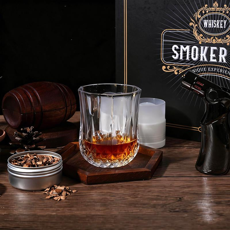 Whiskey Smoker Kit - 6 Flavors Wood Chips, 2 Glasses, 2 Ice Ball Molds - Cocktail Smoker Infuser Kit, Old Fashioned Drink Smoker Kit, Birthday Christmas Bourbon Whiskey Gifts for Men,Dad,Father,Boyfriend,Husband Kitchen Utensils Metal Wooden Whiskey Gift