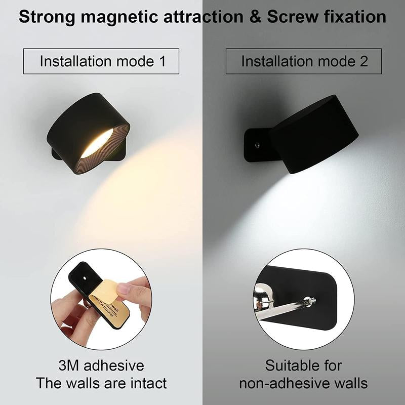 LED Wall Mounted, USB Rechargeable 360° Adjustable Angle Wall Light Rechargeable Wall Sconces with Remote Control & Accessory for Bedroom, Display Wall, Cabinet, Hallway #TOP PICKS