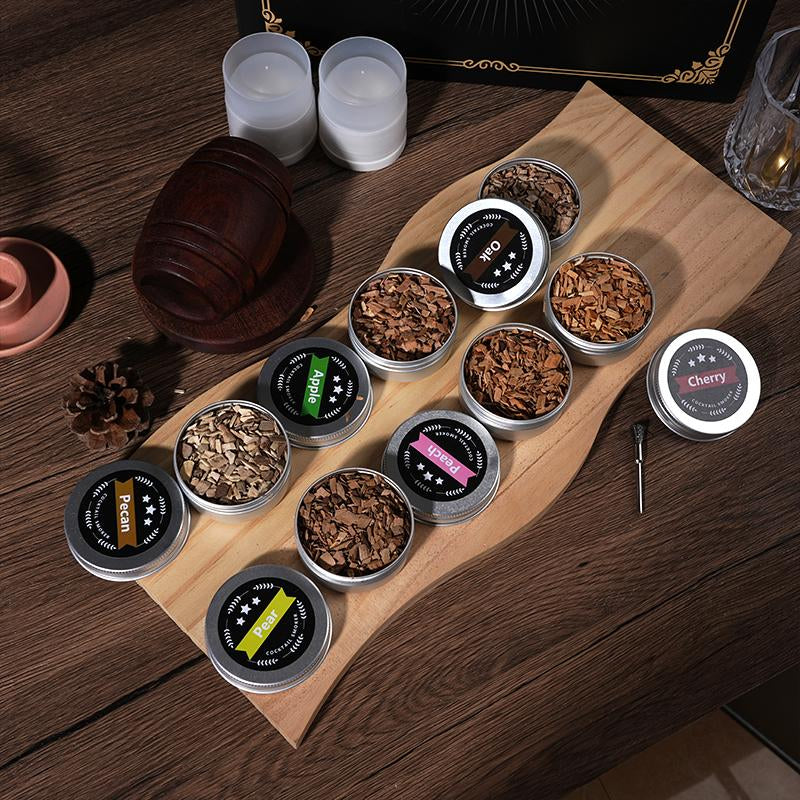 Whiskey Smoker Kit - 6 Flavors Wood Chips, 2 Glasses, 2 Ice Ball Molds - Cocktail Smoker Infuser Kit, Old Fashioned Drink Smoker Kit, Birthday Christmas Bourbon Whiskey Gifts for Men,Dad,Father,Boyfriend,Husband Kitchen Utensils Metal Wooden Whiskey Gift