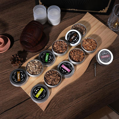 Whiskey Smoker Kit - 6 Flavors Wood Chips, 2 Glasses, 2 Ice Ball Molds - Cocktail Smoker Infuser Kit, Old Fashioned Drink Smoker Kit, Birthday Christmas Bourbon Whiskey Gifts for Men,Dad,Father,Boyfriend,Husband Kitchen Utensils Metal Wooden Whiskey Gift