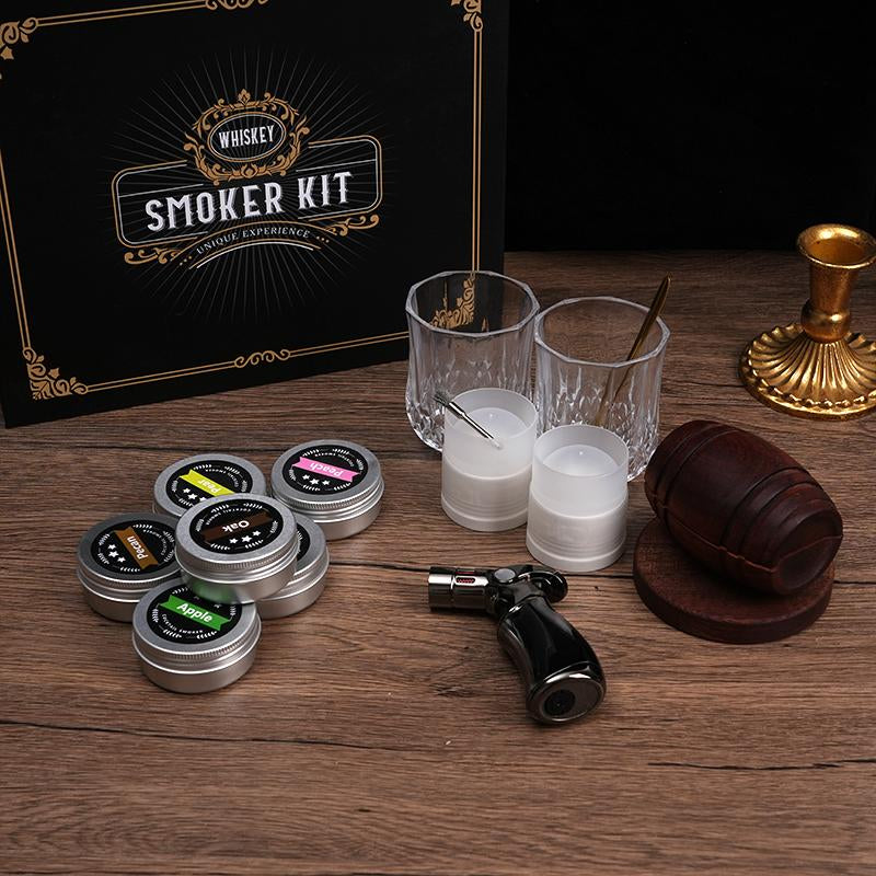 Whiskey Smoker Kit - 6 Flavors Wood Chips, 2 Glasses, 2 Ice Ball Molds - Cocktail Smoker Infuser Kit, Old Fashioned Drink Smoker Kit, Birthday Christmas Bourbon Whiskey Gifts for Men,Dad,Father,Boyfriend,Husband Kitchen Utensils Metal Wooden Whiskey Gift